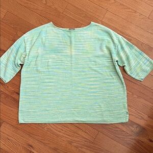 Talbot’s Green Blue Women's Waffle Thermal Top 3X 3/4 sleeves casual pullover
